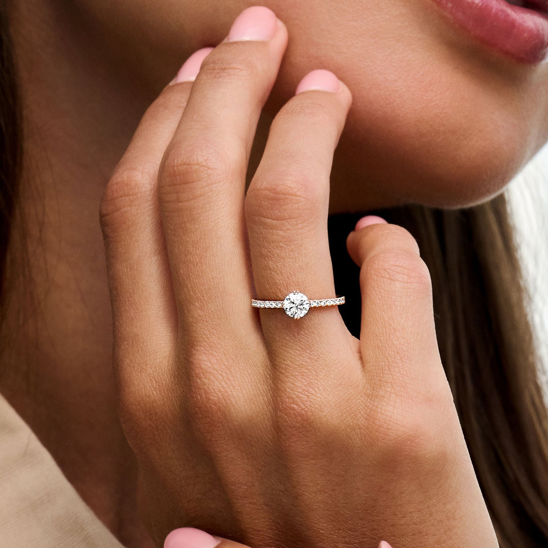 0.7ct Round F- VS1 Lab Grown Diamond Hidden Halo Engagement Ring