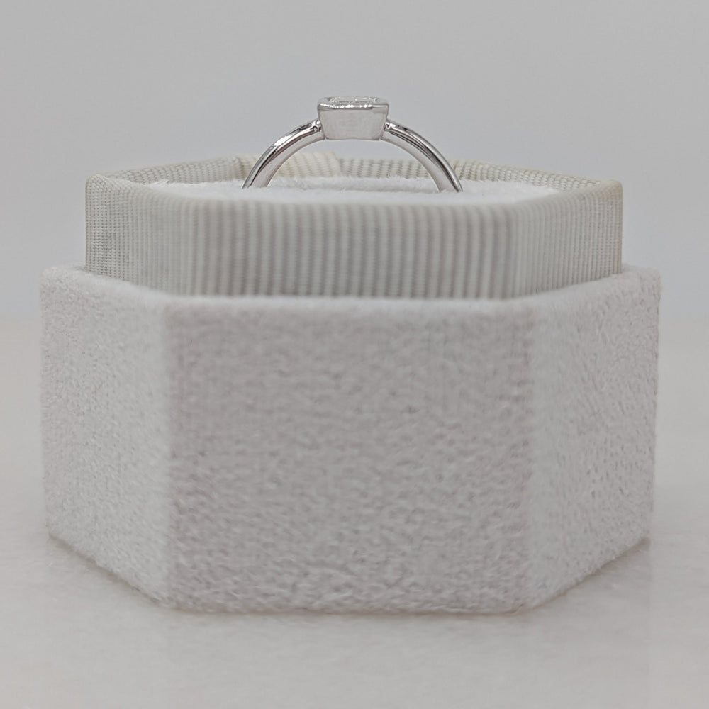 0.84ct Bezel Set Emerald F- VS2 Lag Grown Diamond Solitaire Engagement Ring