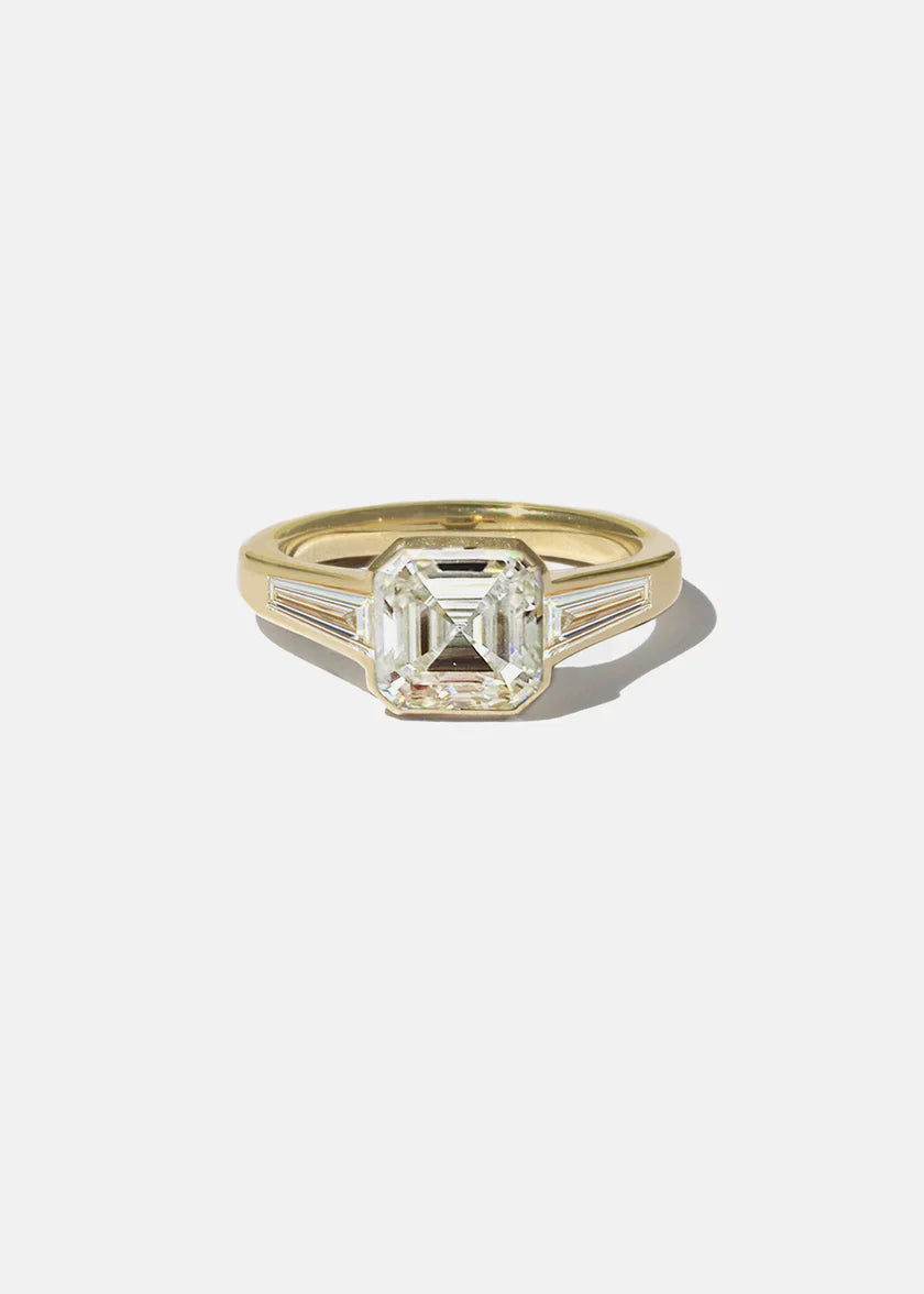 2.50CT Three Stone Asscher E/VS Lab Grown Diamond Unique Engagement Ring With Matching Band