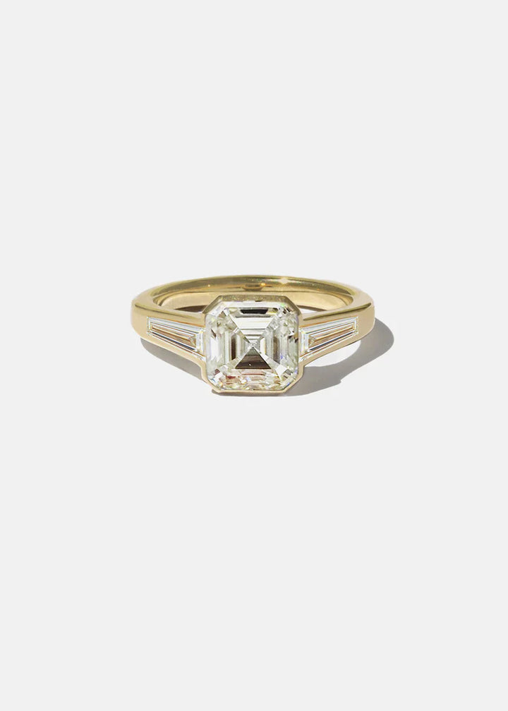 2.50CT Three Stone Asscher E/VS Lab Grown Diamond Unique Engagement Ring With Matching Band