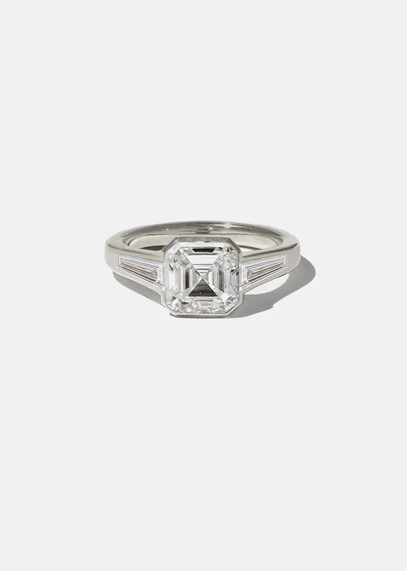 2.50CT Three Stone Asscher E/VS Lab Grown Diamond Unique Engagement Ring With Matching Band