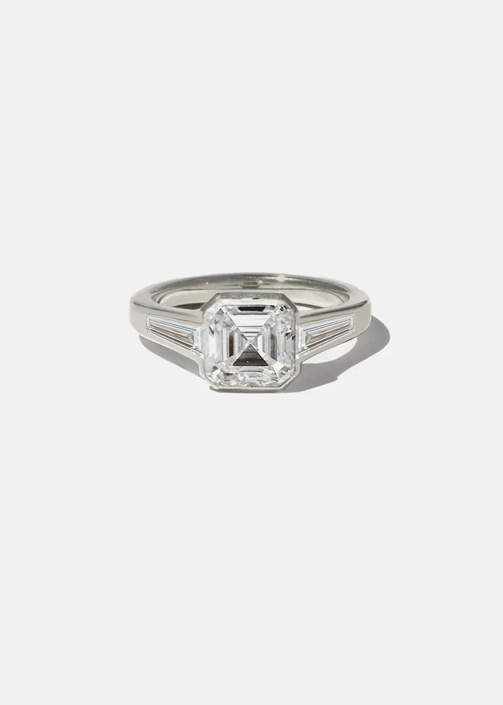 3.0ct Three Stones Asscher E/VS Lab Grown Diamond Engagement Ring With Eternity Wedding Band