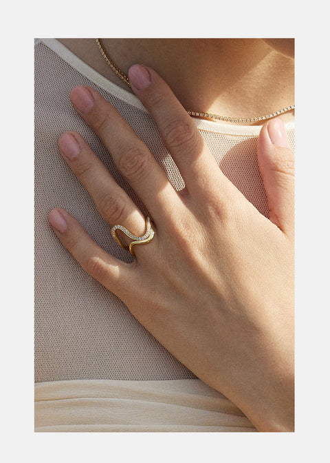 Simple Unique Curved Wedding Band For Women