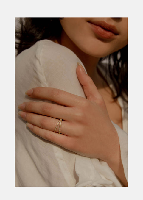 Round Pave Double Band Lab Grown Diamond Wedding Band