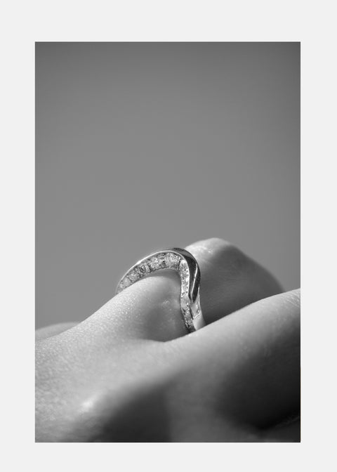 Round Unique Curved Lab Grown Diamond Wedding Band