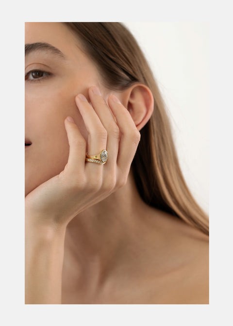 Round Channel Pave Curved Lab Grown Diamond Wedding Band