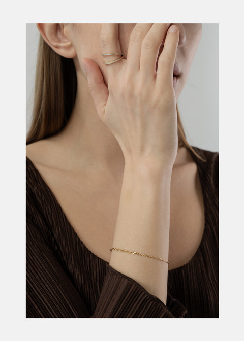 Round Pave Double Band Lab Grown Diamond Wedding Band