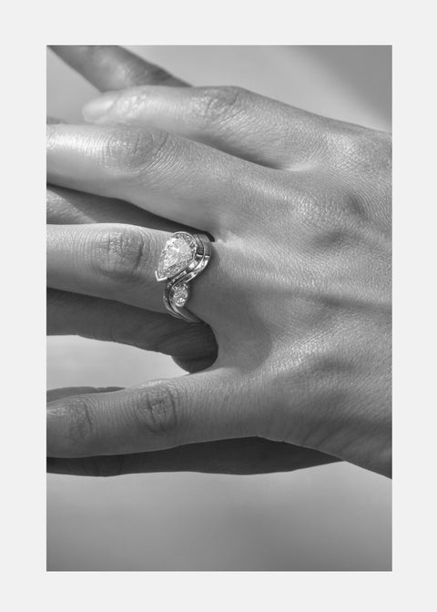 Pear Lab Grown Diamond Unique Curved Wedding Band