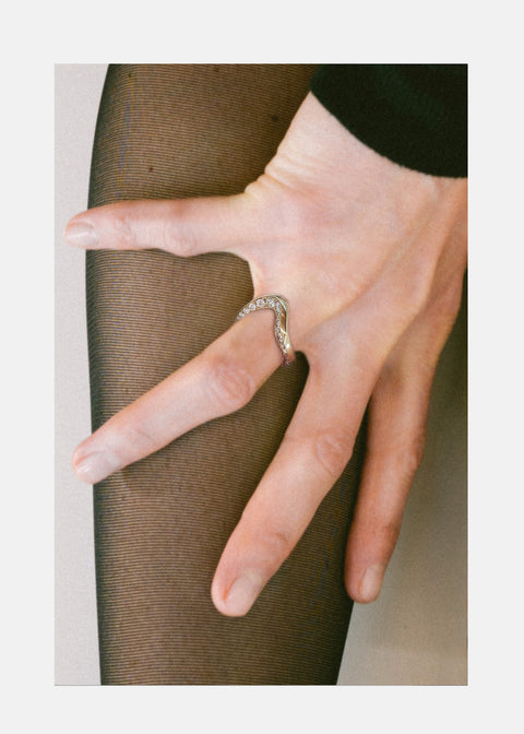 Round Unique Curved Lab Grown Diamond Wedding Band