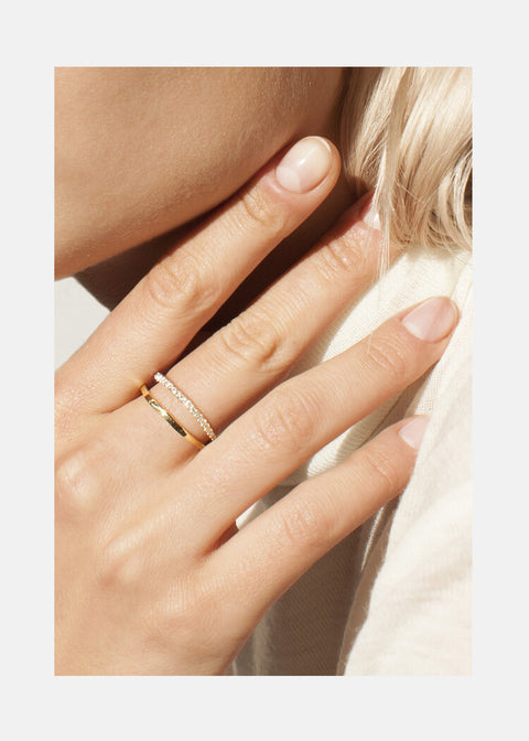 Round Pave Double Band Lab Grown Diamond Wedding Band