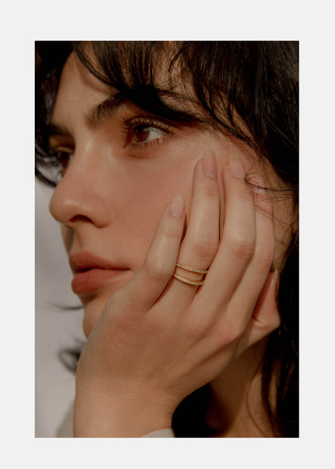 Round Pave Double Band Lab Grown Diamond Wedding Band