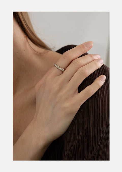 Round Lab Grown Diamond Three Side Pave Full Eternity Wedding Band