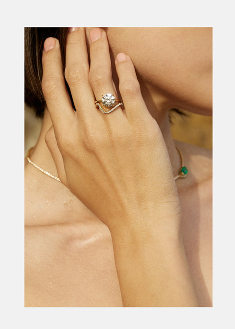 Round Channel Pave Unique Curved Lab Grown Diamond Wedding Band