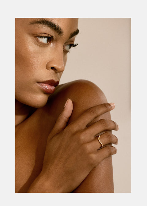 Round Channel Pave Unique Curved Lab Grown Diamond Wedding Band