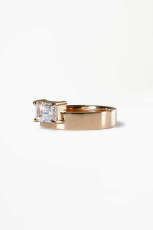 1.0ct Emerald East West F/VS1 CVD Diamond Classic Solitaire Engagement Ring