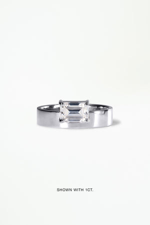 1.0ct Emerald East West F/VS1 CVD Diamond Classic Solitaire Engagement Ring