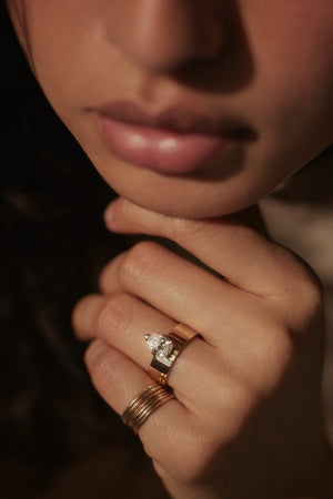 1.0ct Pear F/VS1 CVD Diamond Unique Solitaire Engagement Ring