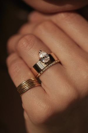 1.0ct Pear F/VS1 CVD Diamond Unique Solitaire Engagement Ring