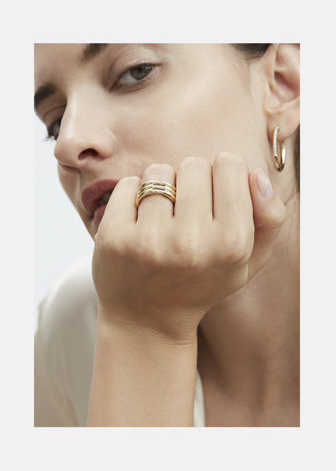 Round Lab Grown Diamond Three Row Unique Wedding Band