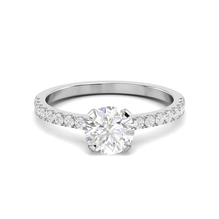 1.03ct Round F- VS1 Lab Grown Diamond Pave Engagement Ring