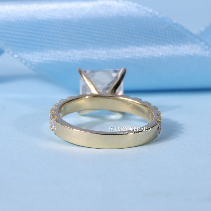 2.0CT Princess E/VS1 CVD Diamond Pave Engagement Ring