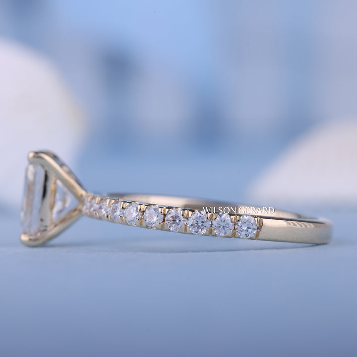 1.0CT Radiant E/VS1 Lab Grown Diamond Pave Engagement Ring