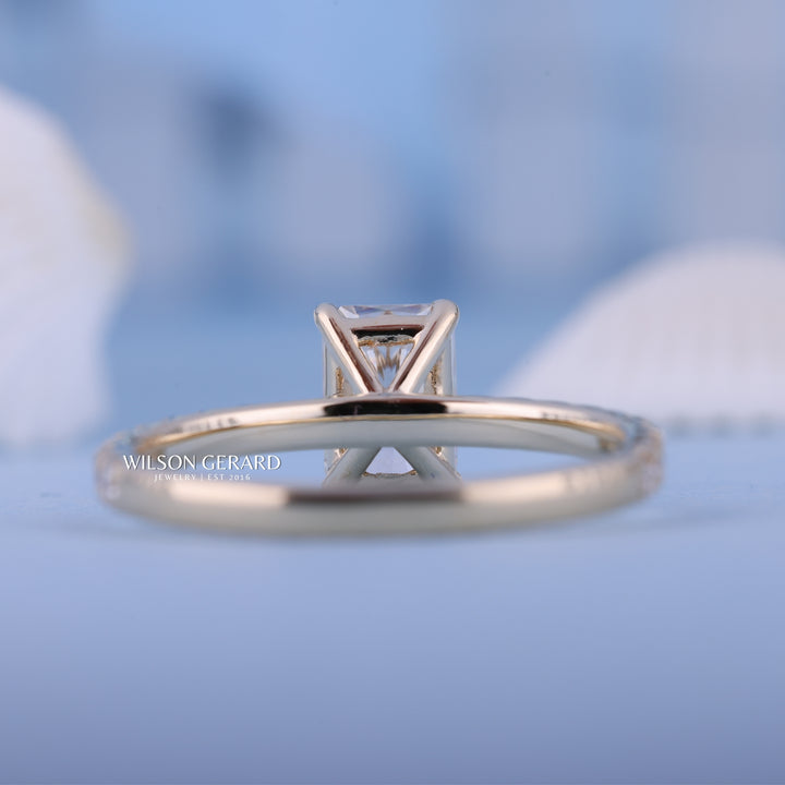 1.0CT Radiant E/VS1 Lab Grown Diamond Pave Engagement Ring