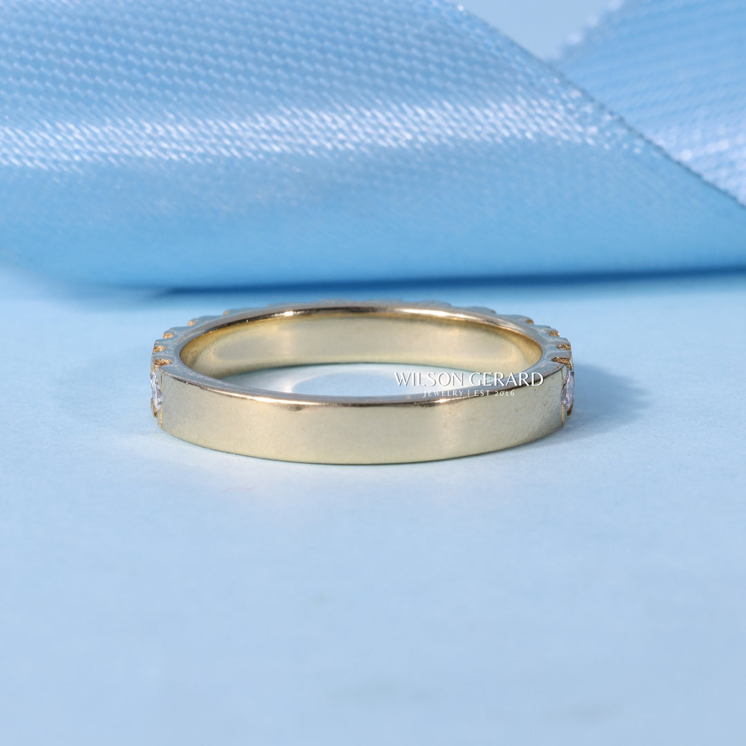 Round E/VS1 Lab Grown Diamond Half Eternity Pave Wedding Bands His And Hers