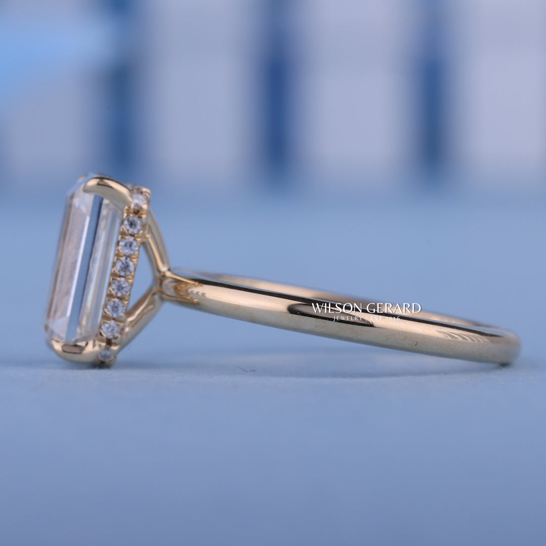 0.70CT Emerald E/VS Lab Grown Diamond Hidden Halo Solitaire Engagement Ring