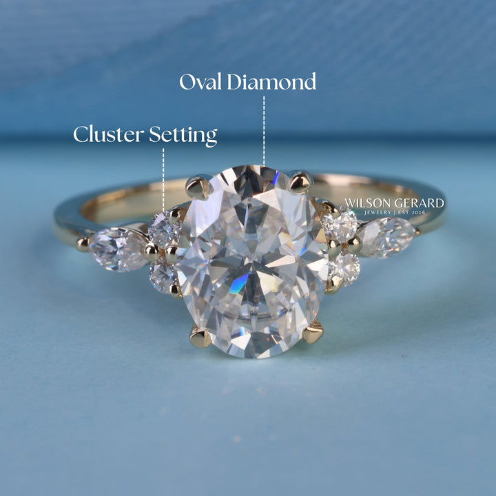 2.0CT Oval E/VS1 Lab Grown Diamond Cluster Engagement Ring