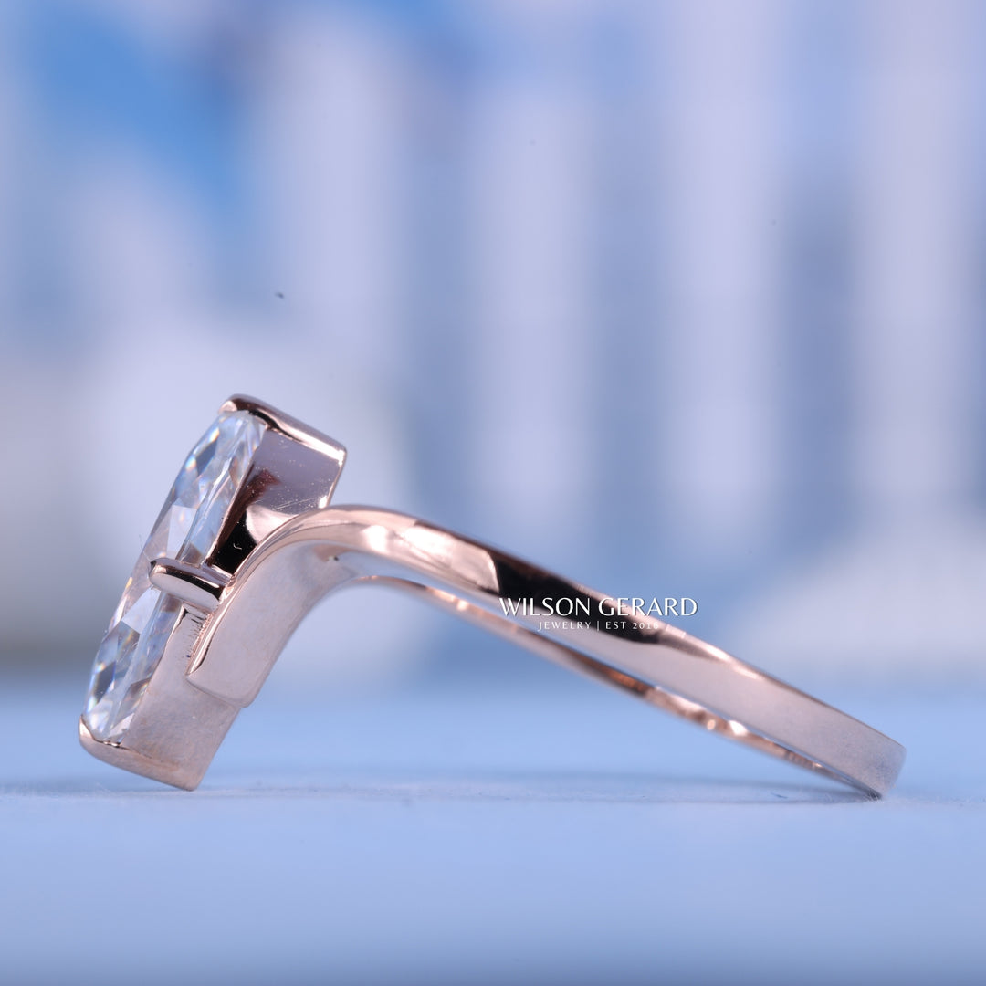 1.50CT Marquise E/VS1 CVD Diamond Unique Curved Engagement Rings