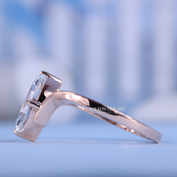 1.50CT Marquise E/VS1 CVD Diamond Unique Curved Engagement Rings