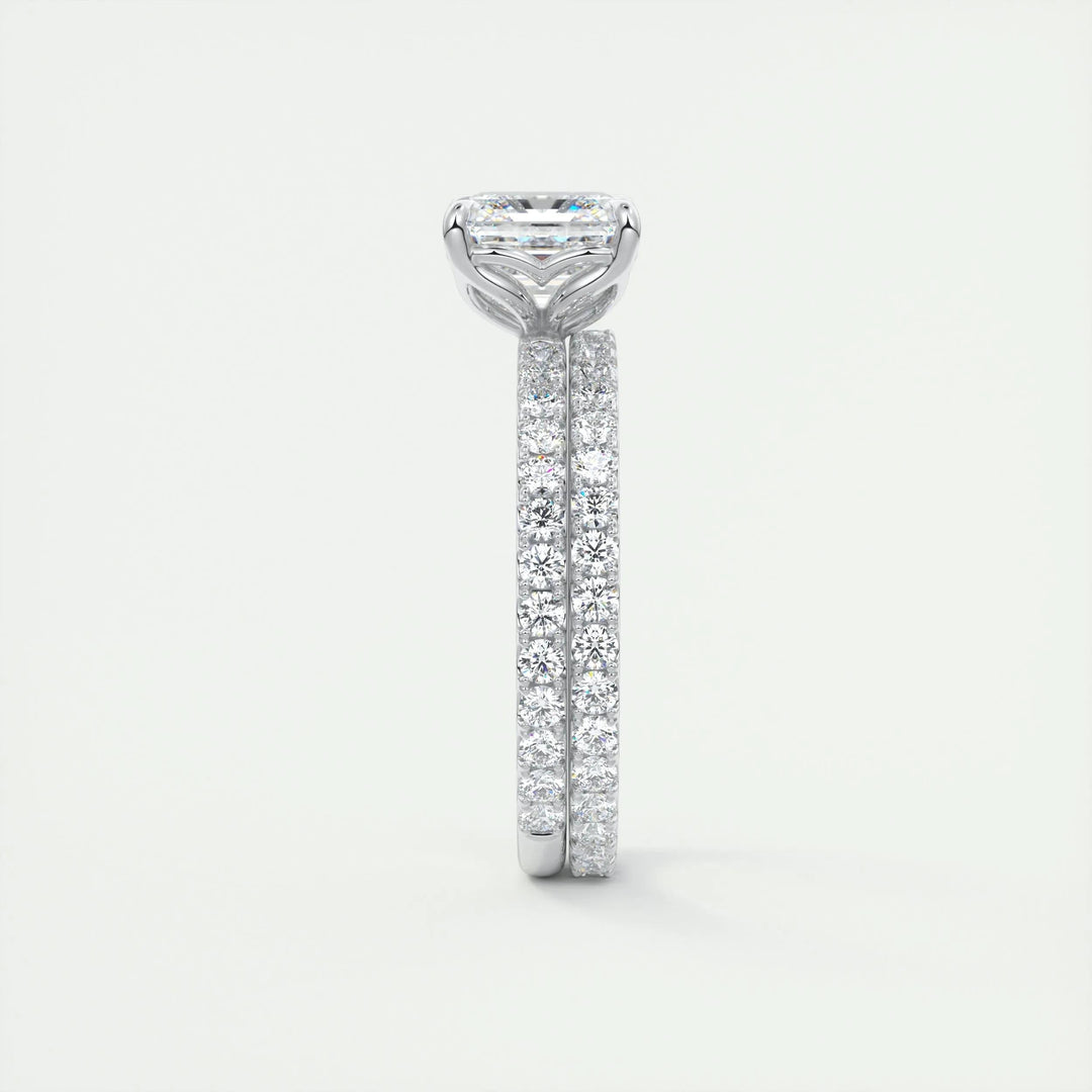 2ct Asscher F- VS1 Diamond Pave Engagement Ring
