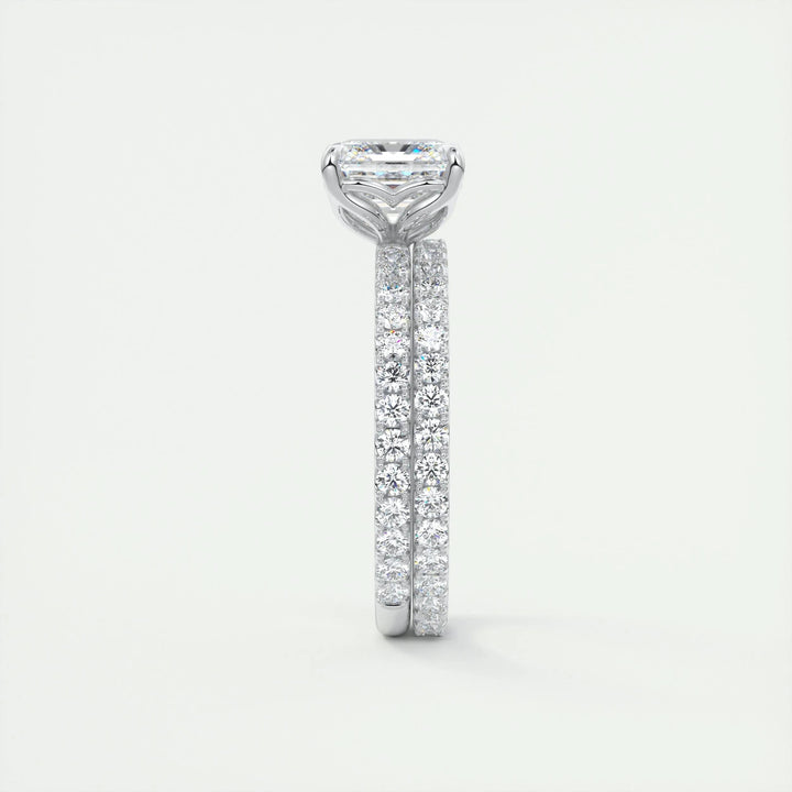 2ct Asscher F- VS1 Diamond Pave Engagement Ring