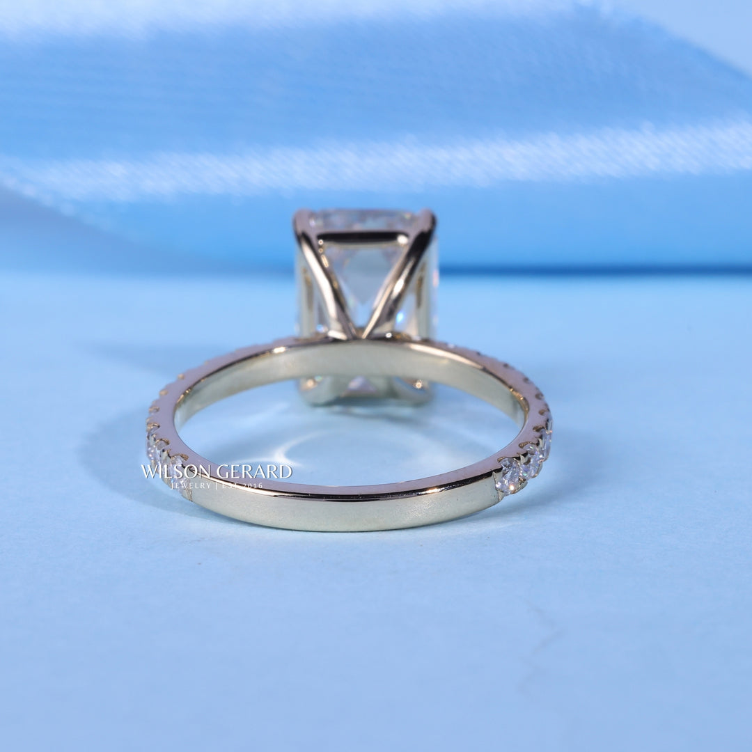 1.50CT Emerald E/VS1 Lab Grown Diamond Pave Engagement Ring