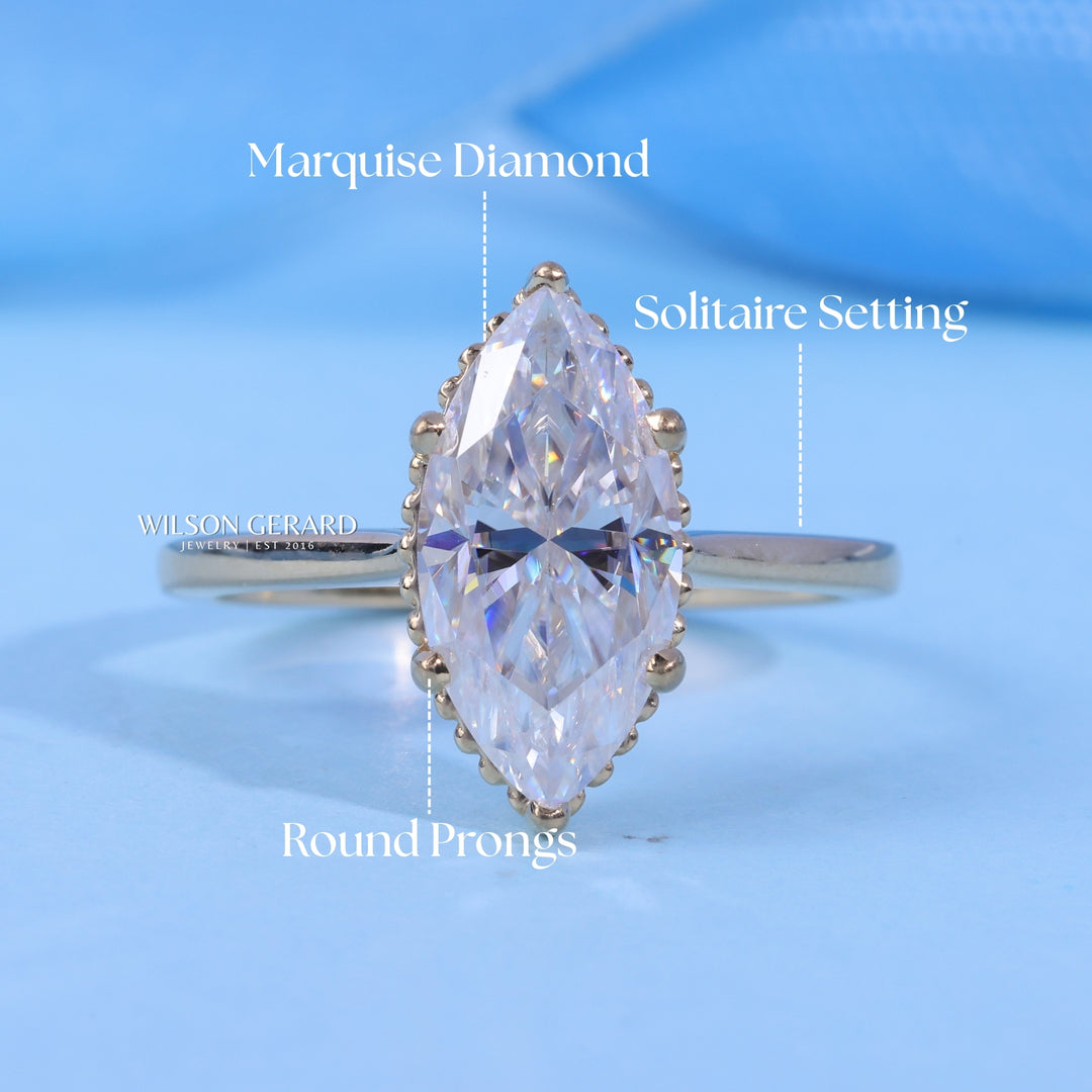 1.50CT Marquise E/VS1 Lab Grown Diamond Cathedral Engagement Ring