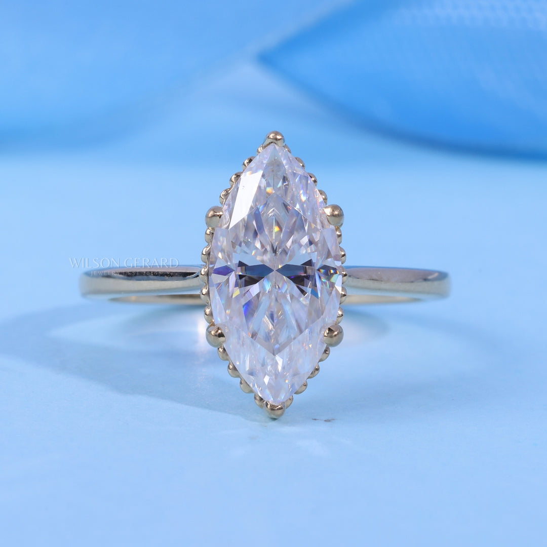 1.50CT Marquise E/VS1 Lab Grown Diamond Cathedral Engagement Ring