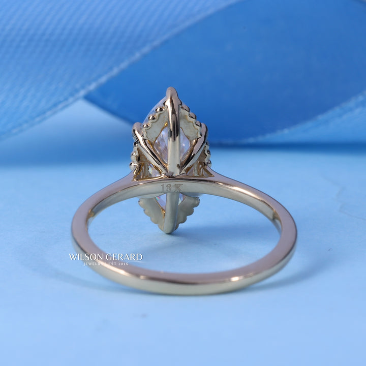 1.50CT Marquise E/VS1 Lab Grown Diamond Cathedral Engagement Ring