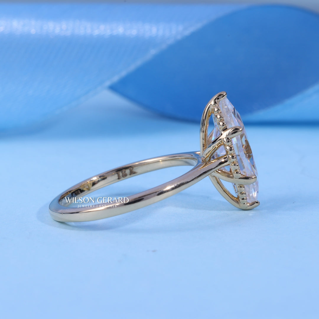 1.50CT Marquise E/VS1 Lab Grown Diamond Cathedral Engagement Ring