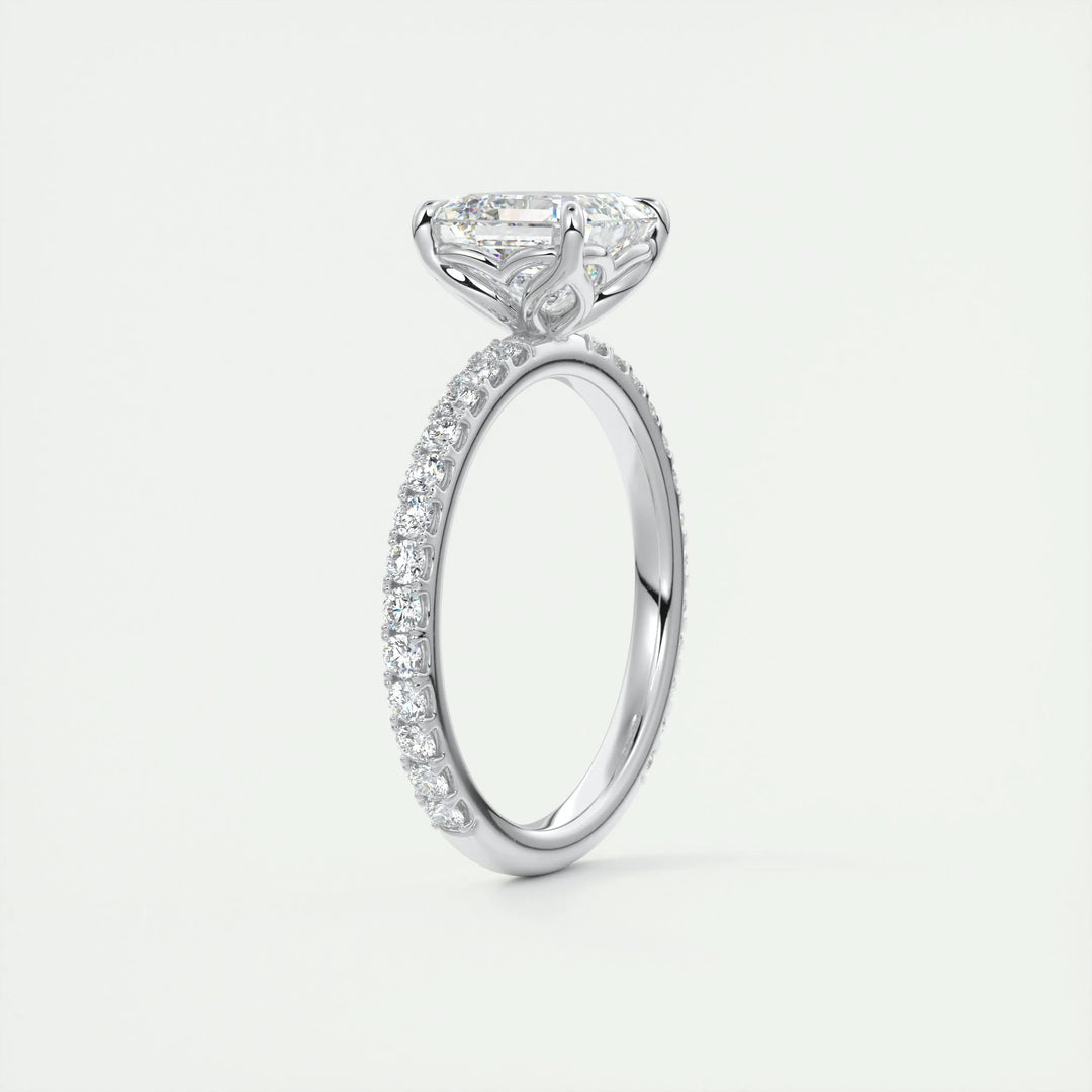 2ct Asscher F- VS1 Diamond Pave Engagement Ring