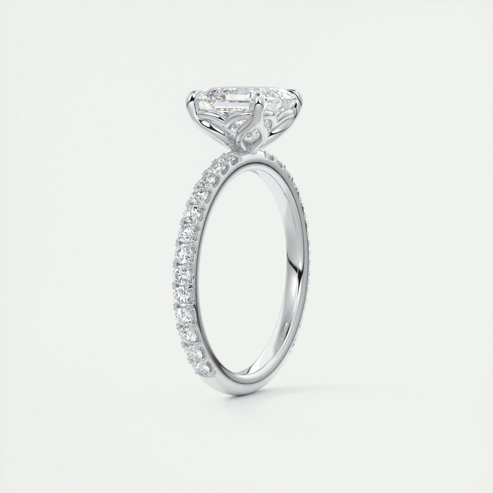 2ct Asscher F- VS1 Diamond Pave Engagement Ring
