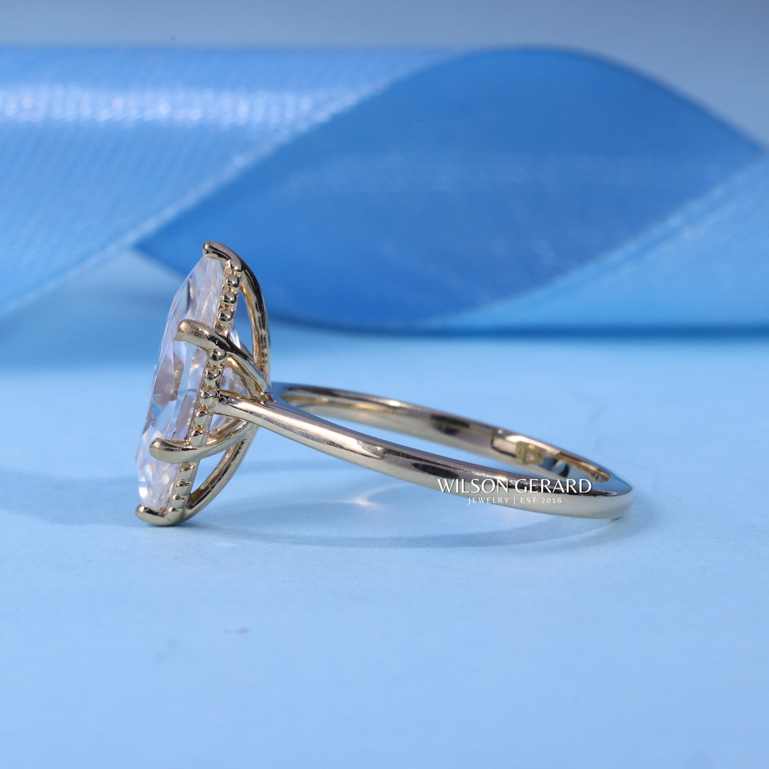 1.50CT Marquise E/VS1 Lab Grown Diamond Cathedral Engagement Ring