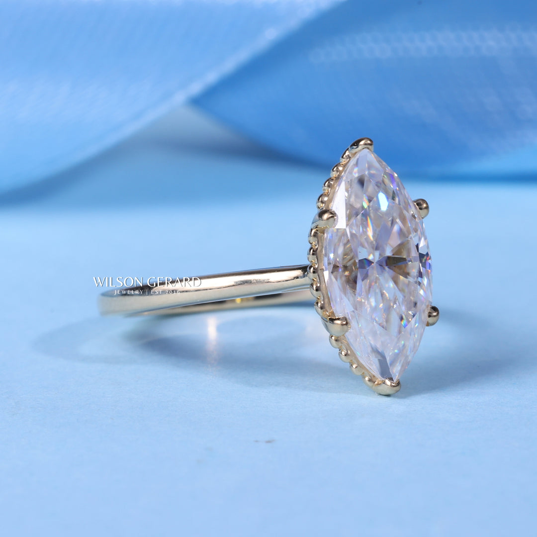 1.50CT Marquise E/VS1 Lab Grown Diamond Cathedral Engagement Ring