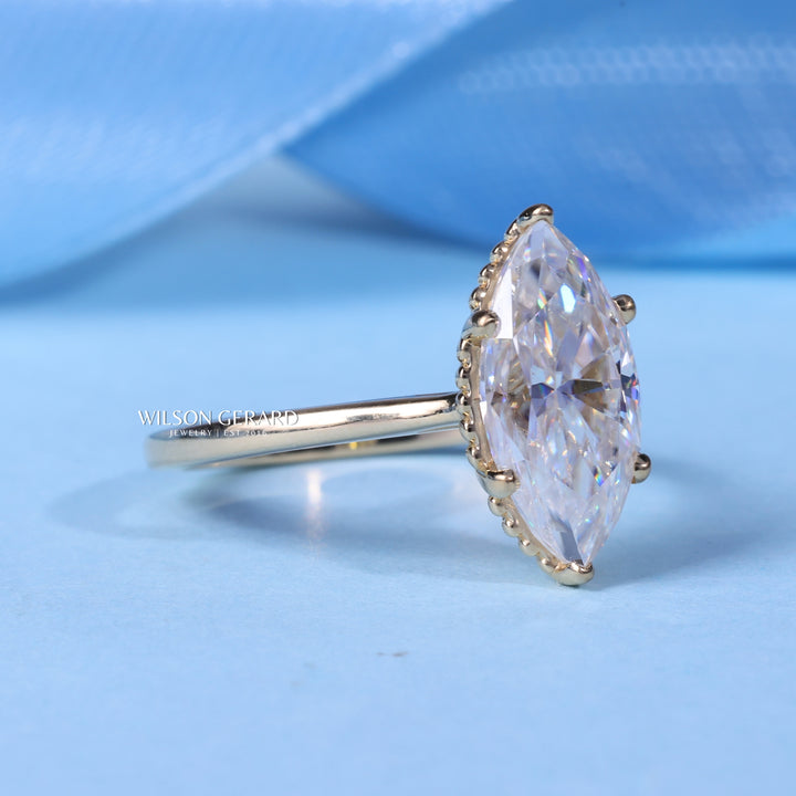 1.50CT Marquise E/VS1 Lab Grown Diamond Cathedral Engagement Ring
