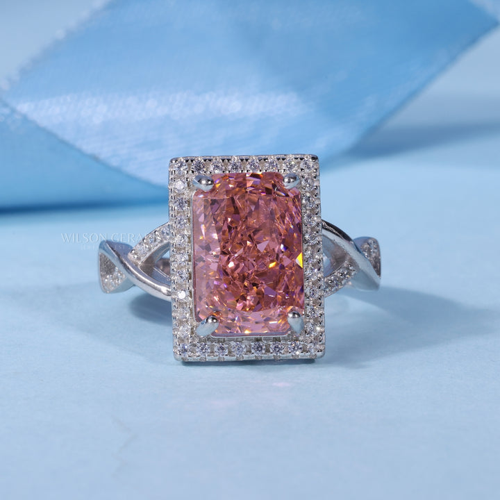 2.50CT Ice Crush Radiant Cut E/VS1 Lab Grown Diamond Halo Split Shank Engagement Ring