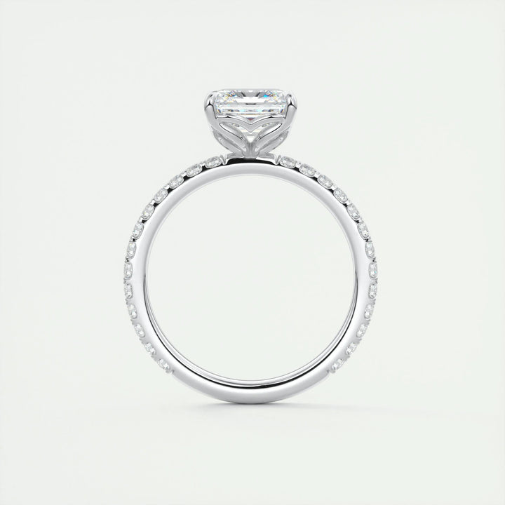 2ct Asscher F- VS1 Diamond Pave Engagement Ring