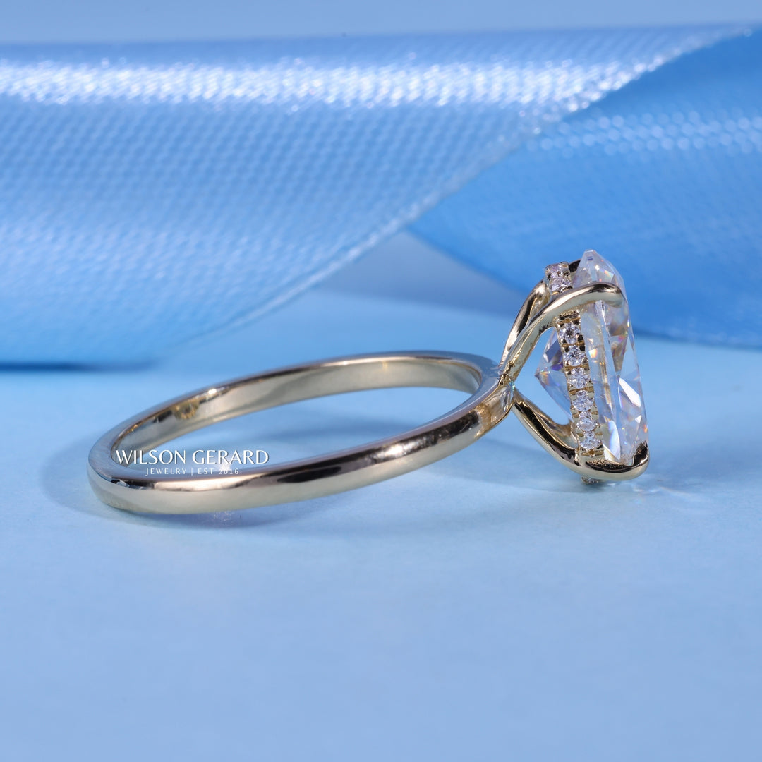1.0CT Oval E/VS Lab Grown Diamond Hidden Halo Solitaire Engagement Ring