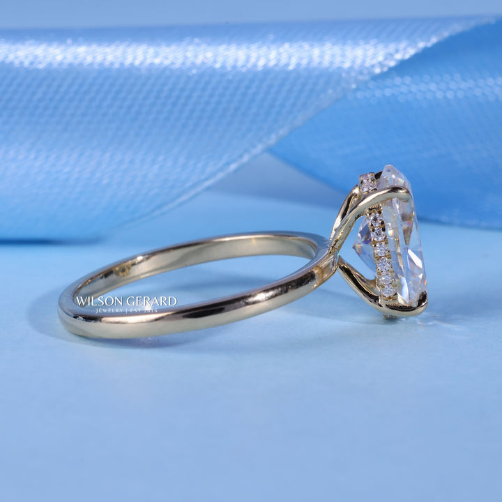 1.0CT Oval E/VS Lab Grown Diamond Hidden Halo Solitaire Engagement Ring