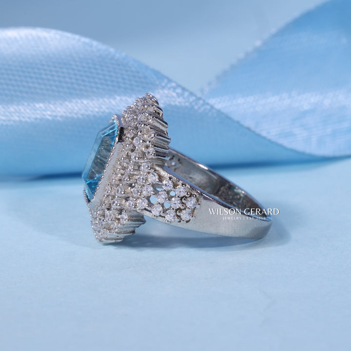 2.0CT Ice Crush Radiant E/VS1 Lab Grown Diamond Halo Cluster Engagement Ring