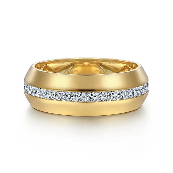 14K Yellow Gold Princess Lab Grown Diamond Men's Wedding Ring